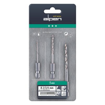 Drill Bit Set 3 Piece Hex Shank Super 2-3-4mm